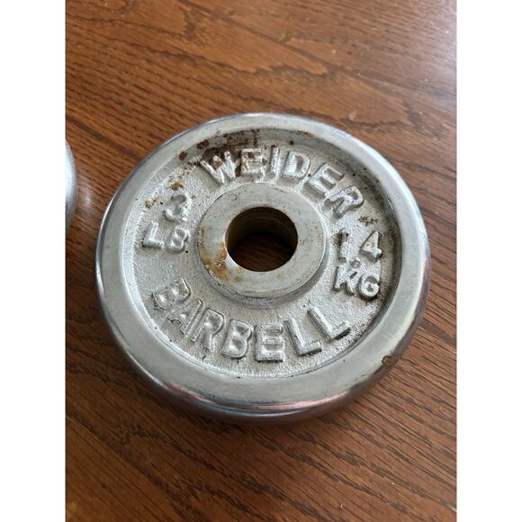Set Of 2 3# Vintage Weider Barbell Dumbell Iron Weight Plates 1” Standard 3 LB - Picture 5 of 5